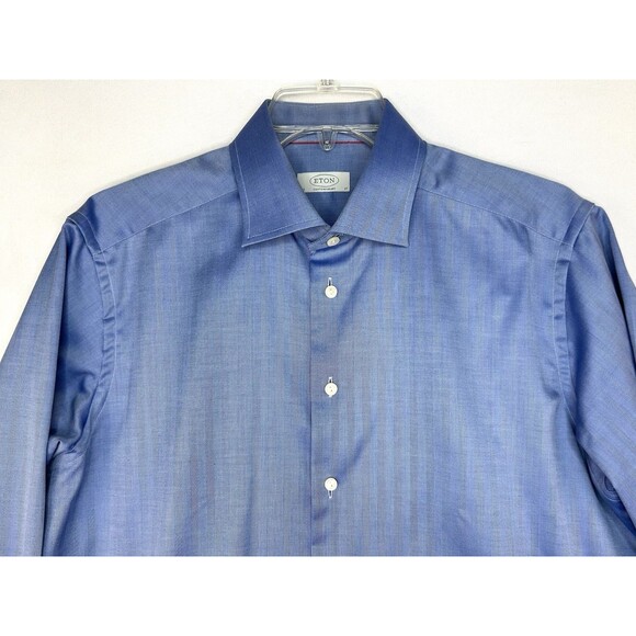 ETON Contemporary Dress Shirt Men's XL 43/17 Blue Button Up Long Sleeve - Picture 2 of 9